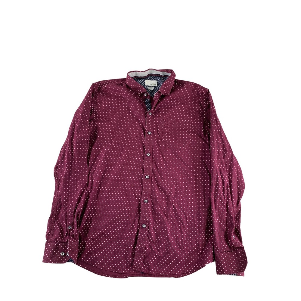 Craft + Flow Shirt Mens Large Cranberry Diamond Print Stretch Button Down LS